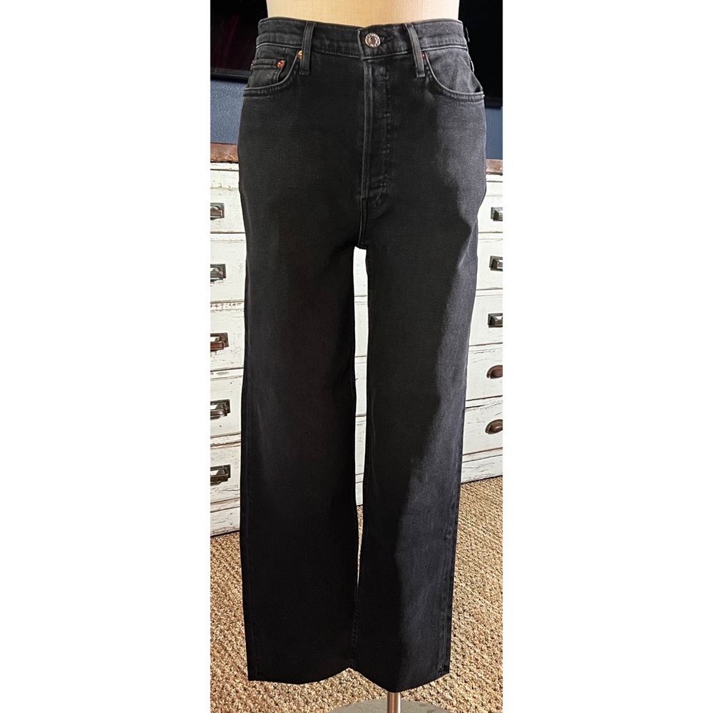Re/Done Black 70’s Stovepipe Cropped Jeans Size 32